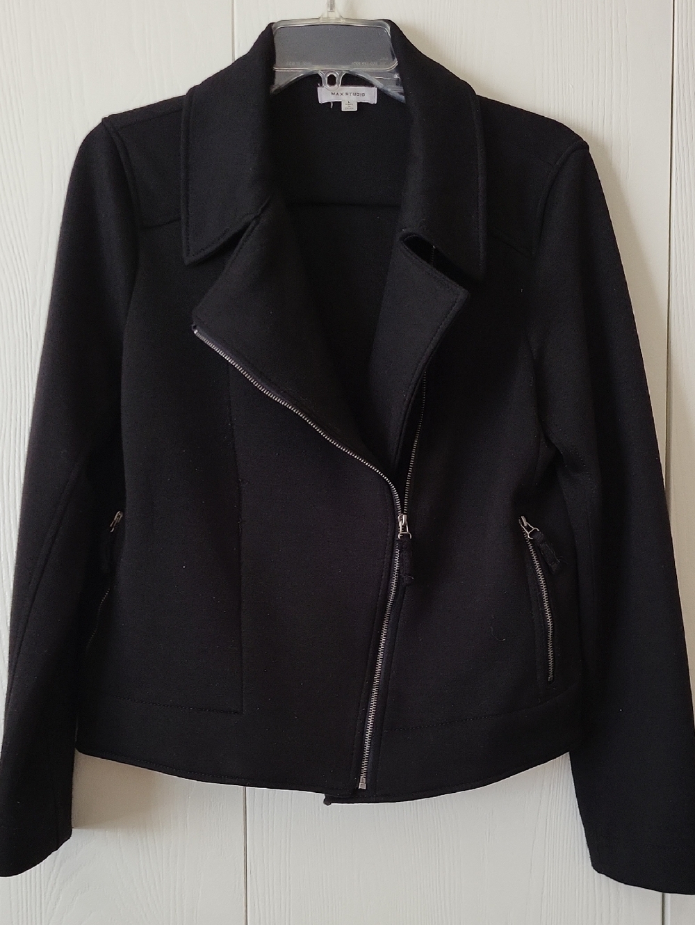 Max Studio Black Asymmetric Zip Jacket - Women